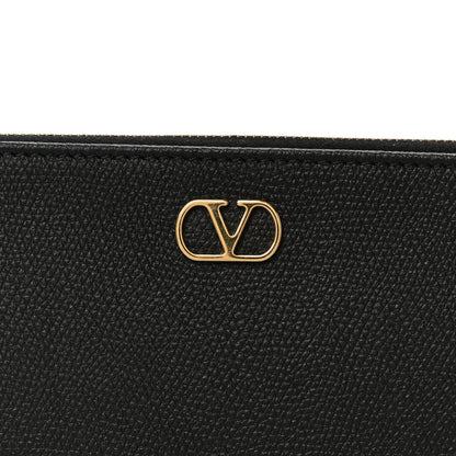 Valentino Garavani Grainy Calfskin Vlogo Medium Flat Pouch Black 7 of 7