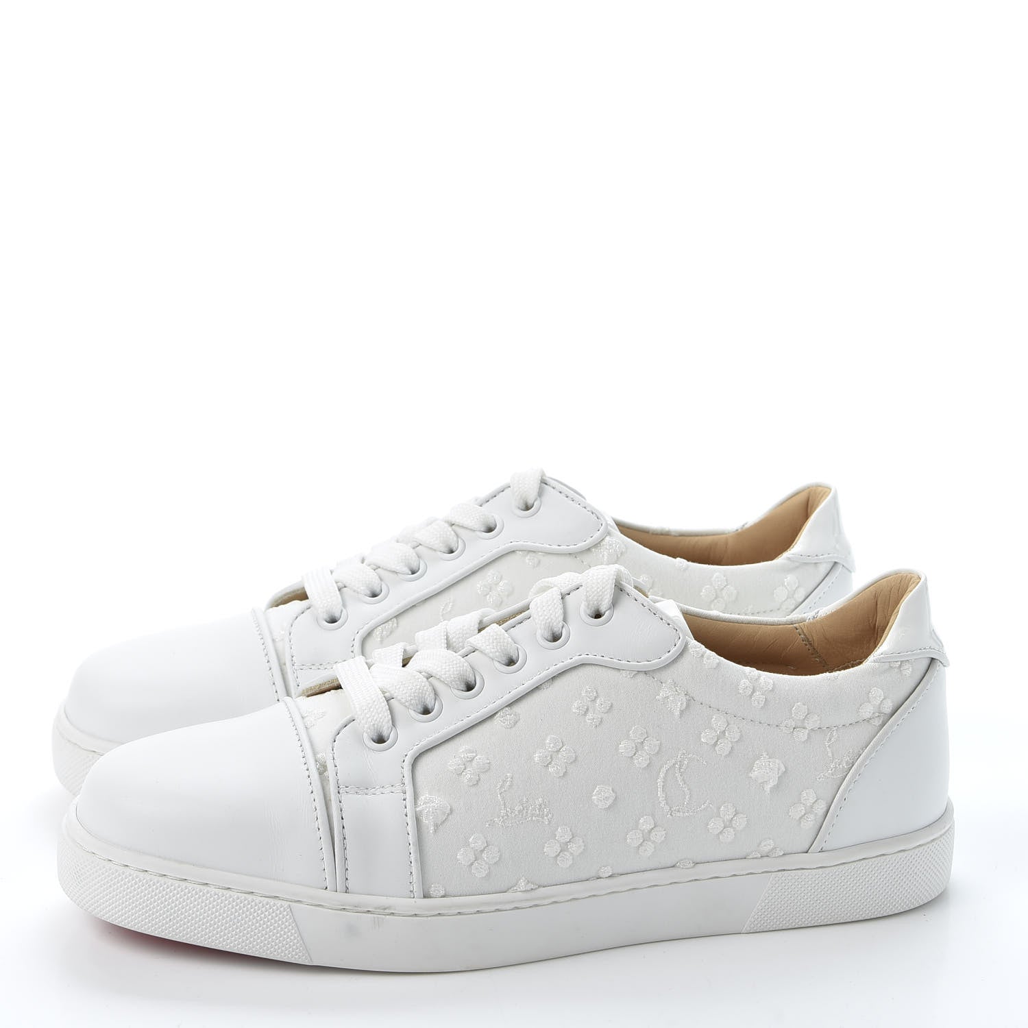 Christian Louboutin Patent Calfskin Embroidered Womens Vieira Flat Sneakers 38.5 White 2 of 10