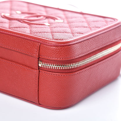 Chanel Caviar Quilted Medium CC Filigree Vanity Case Red 9 of 11