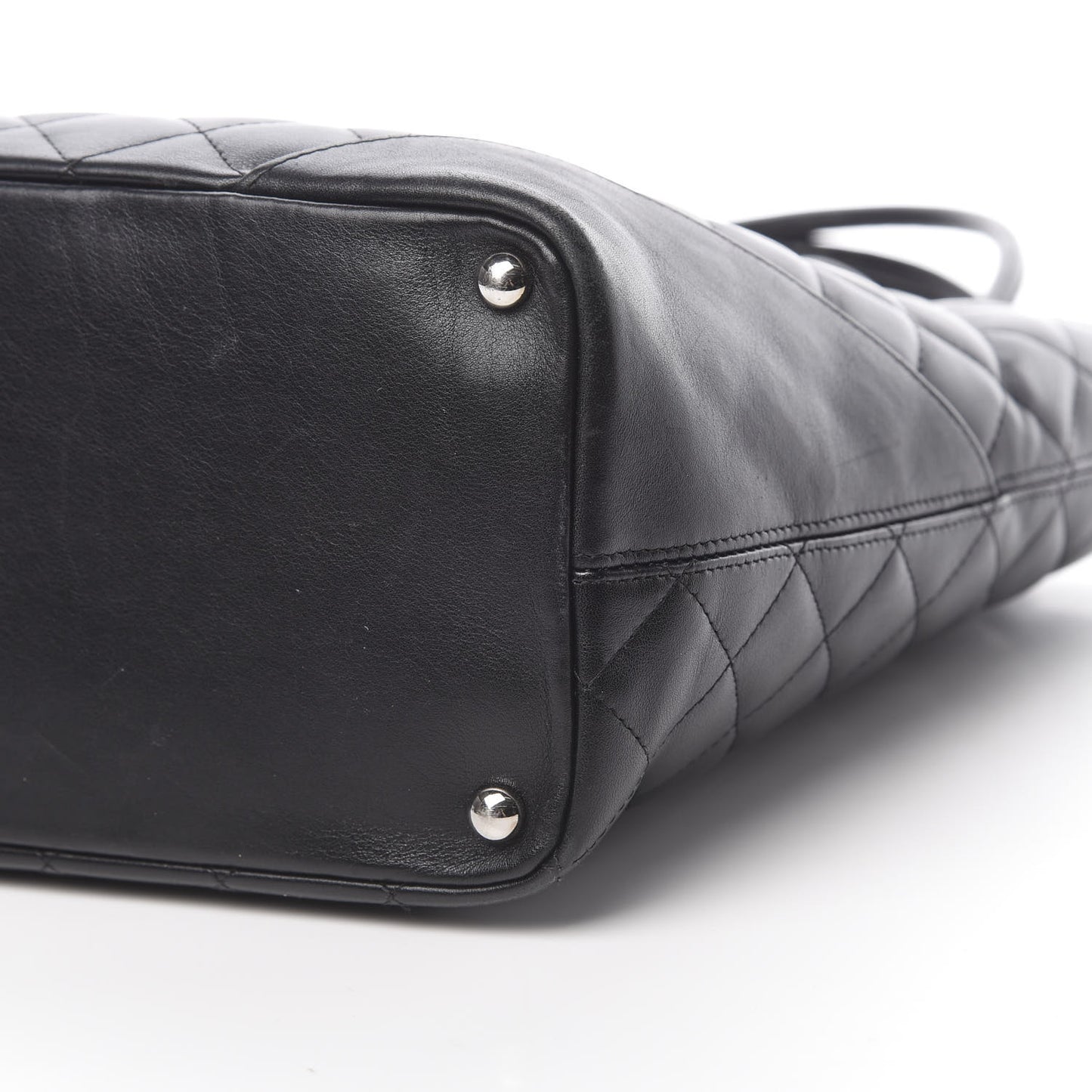 Calfskin Quilted Medium Cambon Tote Black White