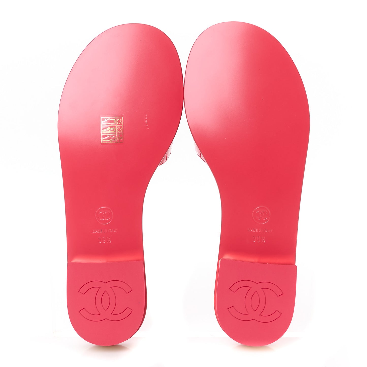 Patent Goatskin Quilted CC Sandals 39.5 Dark Pink