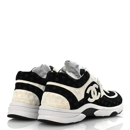 Chanel Suede Calfskin Printed CC Sneakers 36 White Black 5 of 13