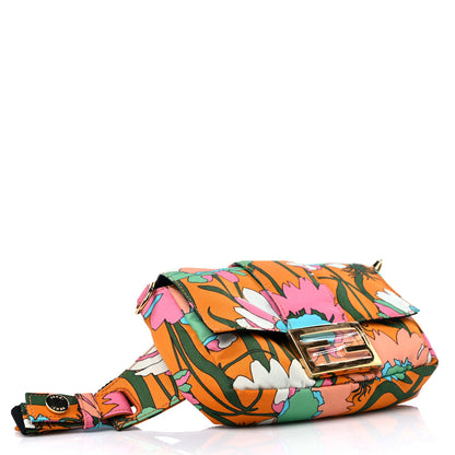 Fendi Nylon Vitello Century Opaco All Over Floral Belt Baguette Aranciata Burnt Orange 5 of 9