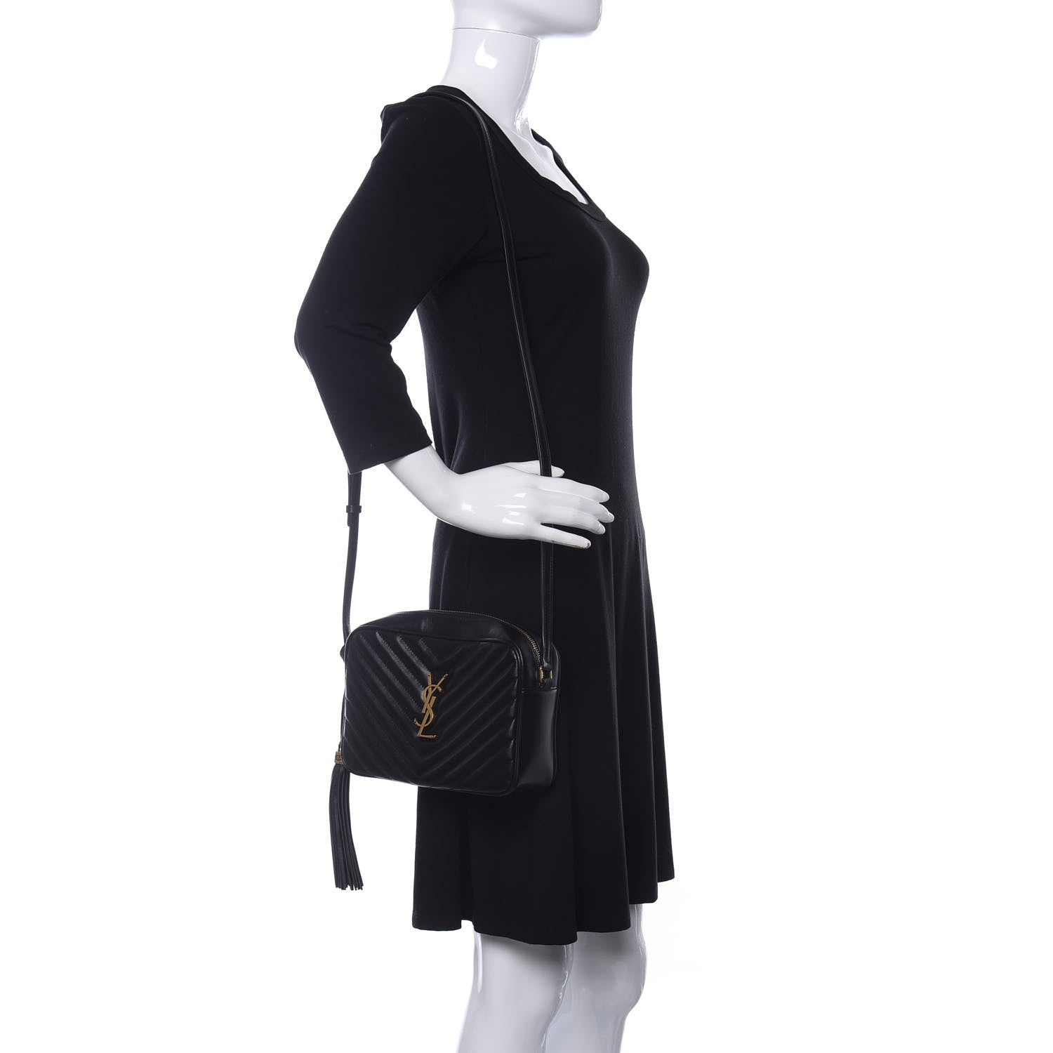 Saint Laurent Calfskin Matelasse Monogram Lou Camera Bag Black 2 of 14