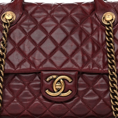 Chanel Glazed Calfskin Castle Rock Large Flap Burgundy 8 of 10