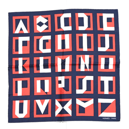 Hermes Silk Lettres Au Carre Scarf 45 Blanc Marine Rouge 1 of 4