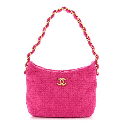 Chanel Cashmere Tweed Quilted CC Links Hobo Fuchsia 1 of 9