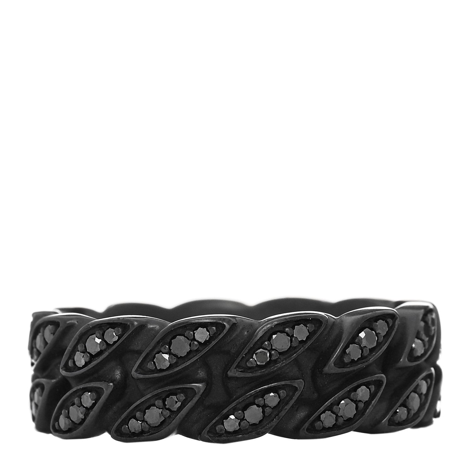 David Yurman Titanium Black Diamond 8mm Curb Chain Ring 68 12.25 3 of 4