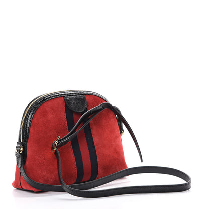 Gucci Suede Patent Web GG Small Ophidia Dome Shoulder Bag Hibiscus Red 2 of 12