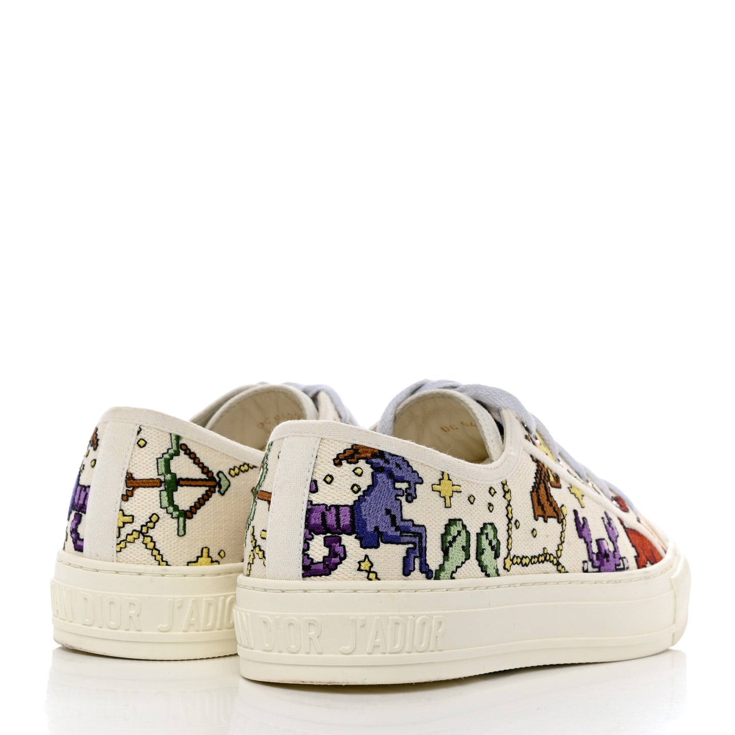 Canvas Zodiac Pixel Embroidered Womens Walk'N'Dior Low Top Sneakers 39 White Multicolor