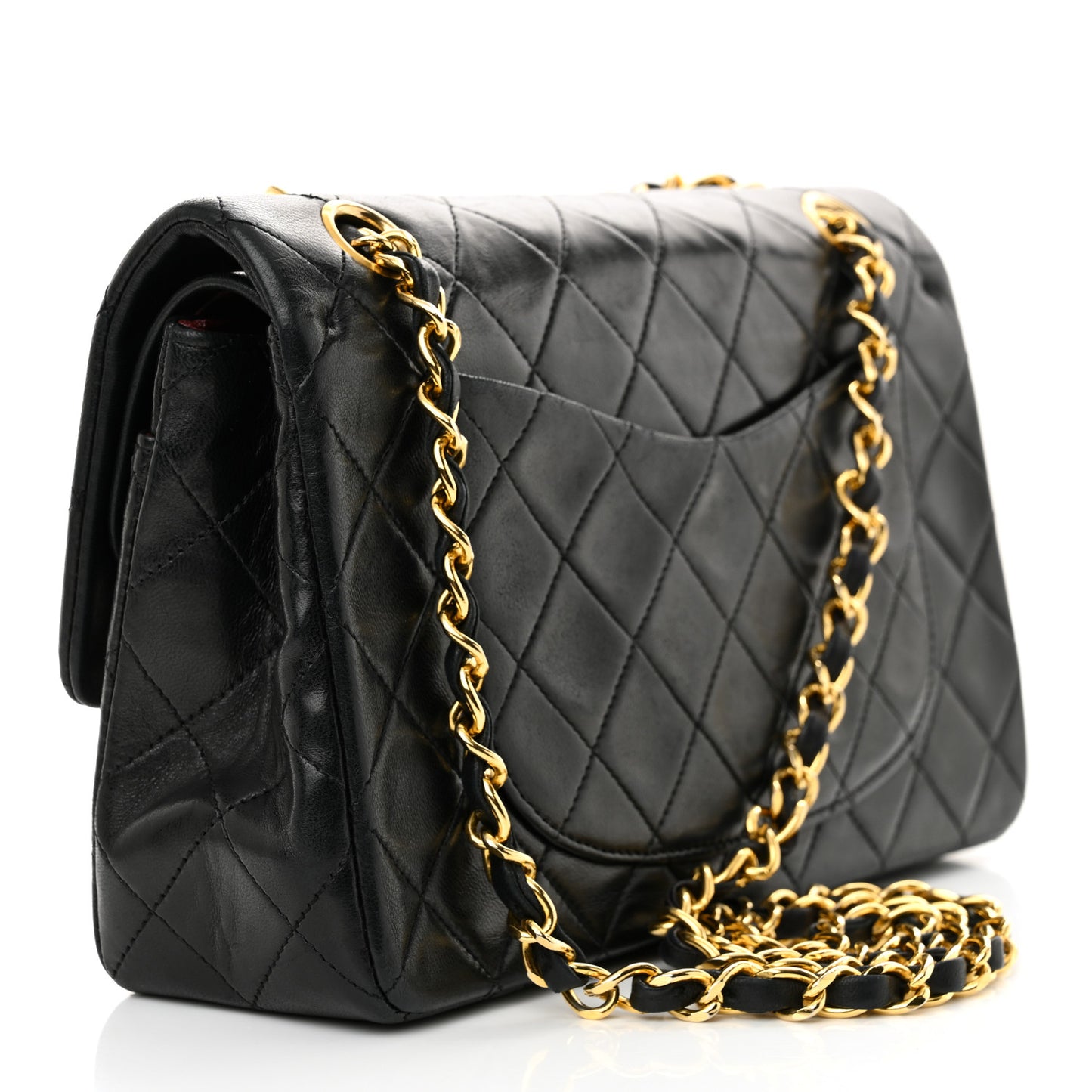 Lambskin Quilted Small Double Flap Black