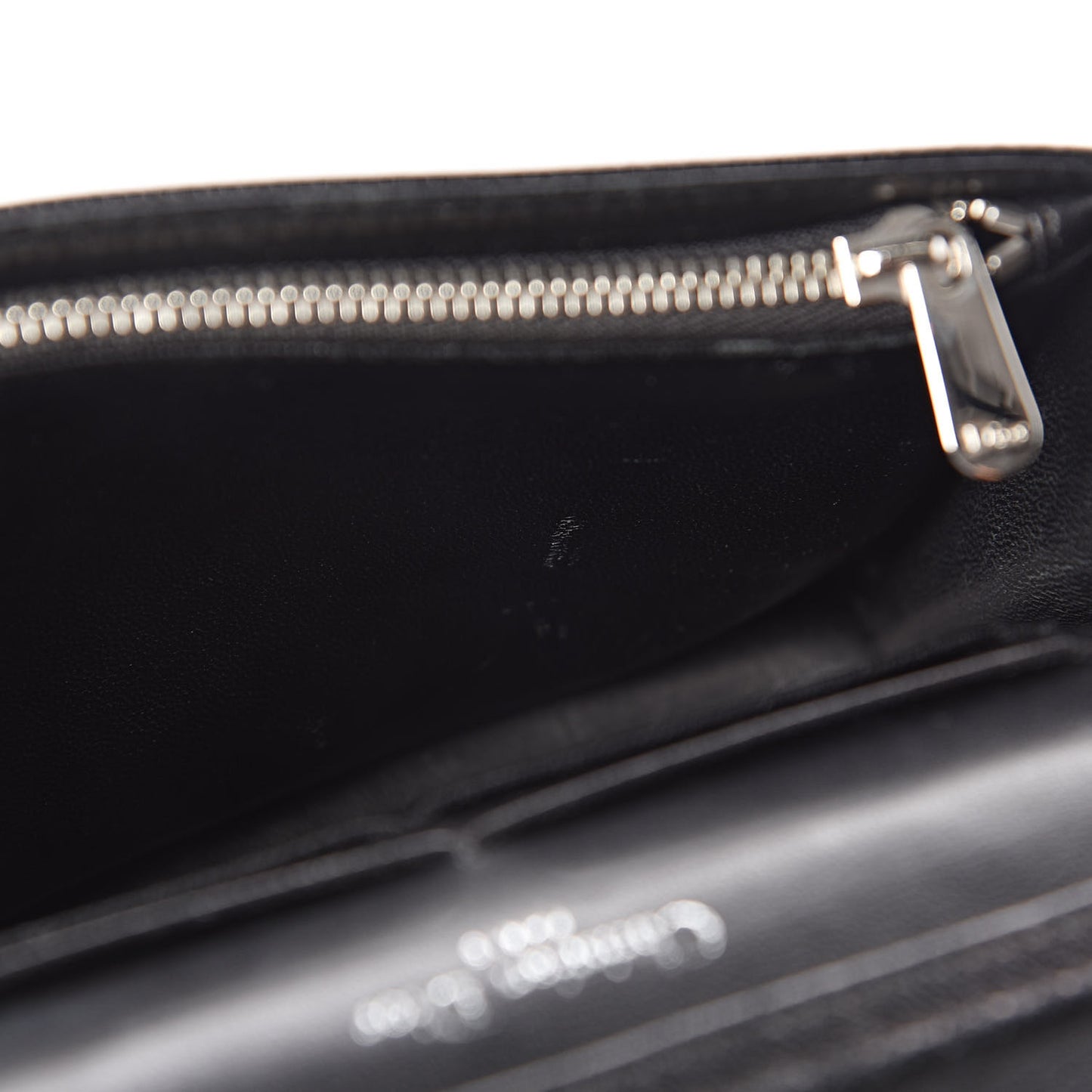Grained Calfskin Diorama Wallet on Chain Pouch Black