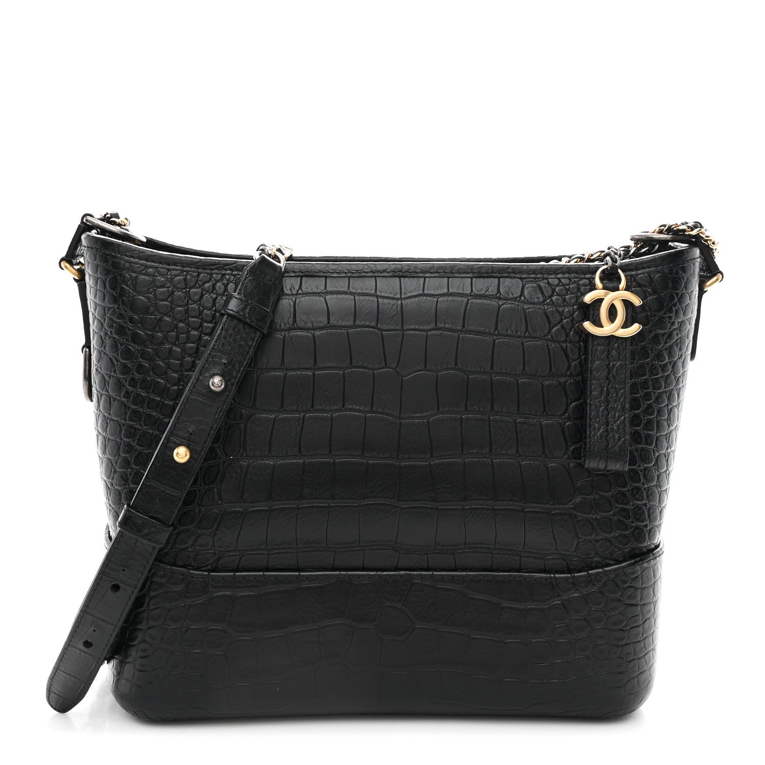 Chanel Crocodile Embossed Calfskin Medium Gabrielle Cocodile Hobo Black 1 of 10