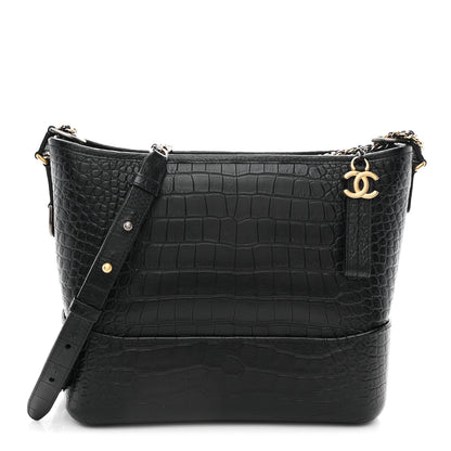 Chanel Crocodile Embossed Calfskin Medium Gabrielle Cocodile Hobo Black 1 of 10