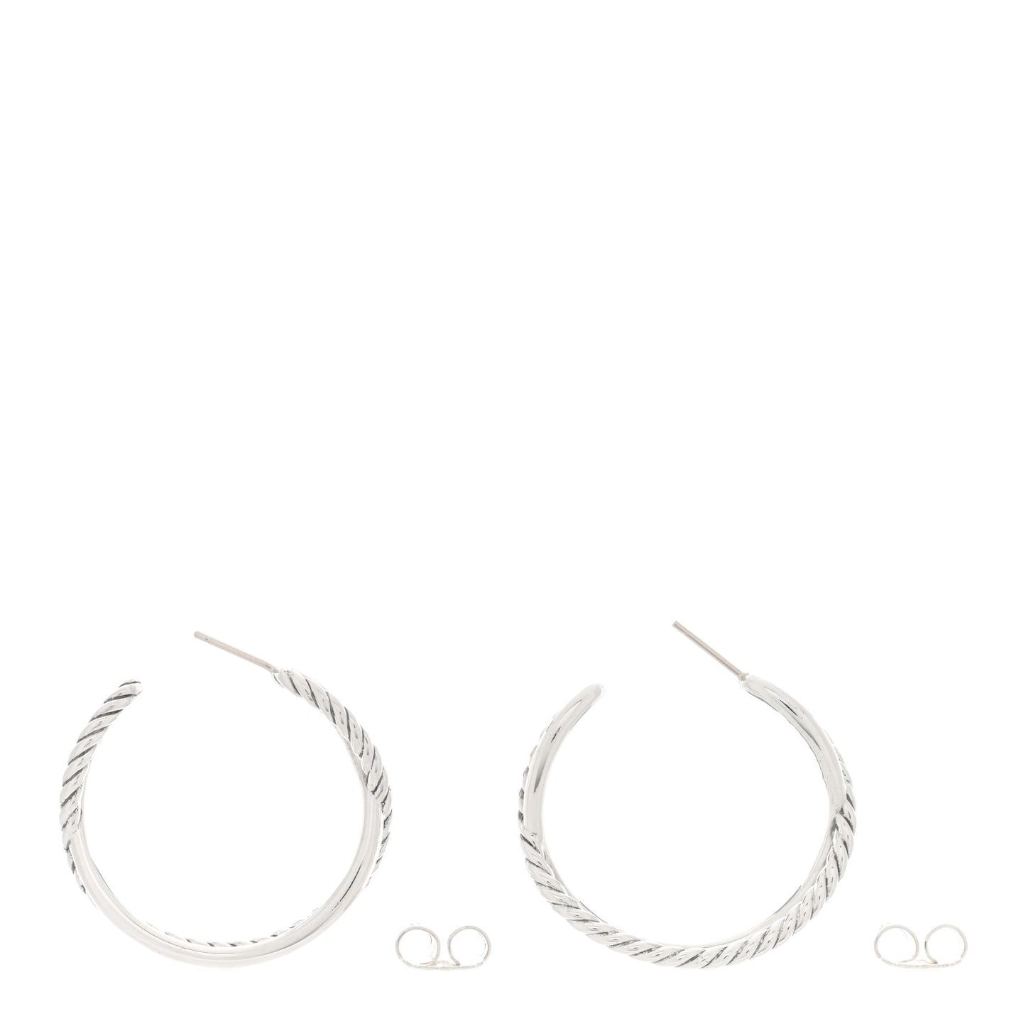 Sterling Silver Crossover Cable Hoop Earrings