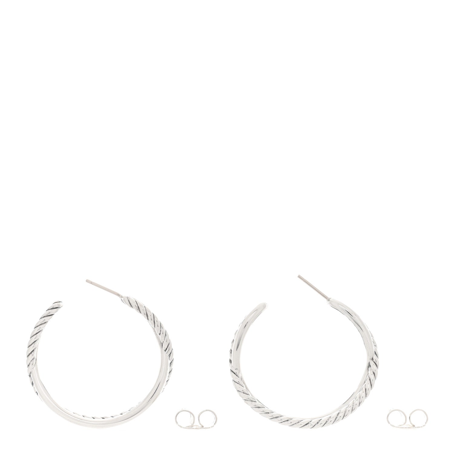 David Yurman Sterling Silver Crossover Cable Hoop Earrings 3 of 4