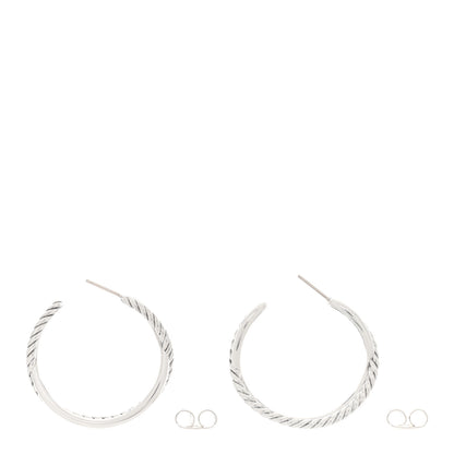 David Yurman Sterling Silver Crossover Cable Hoop Earrings 3 of 4