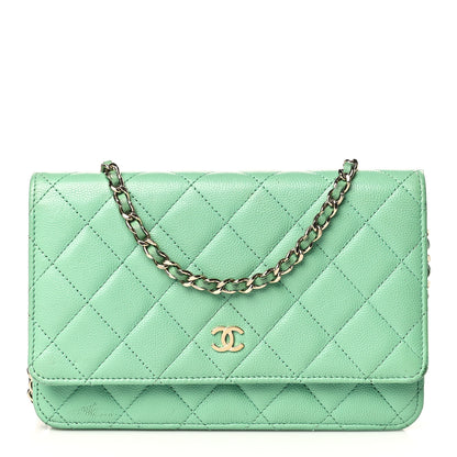 Chanel Caviar Quilted Wallet on Chain WOC Green 1 of 13