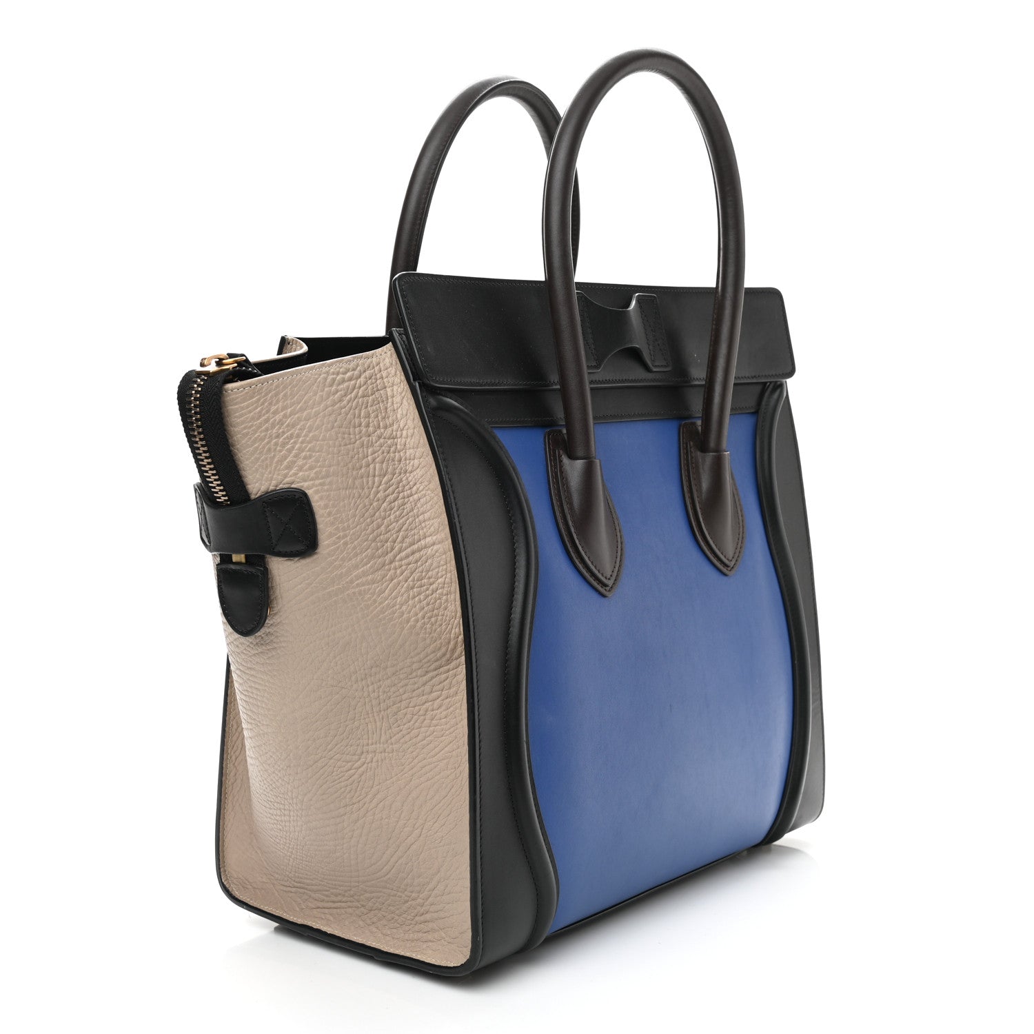 Celine Elephant Calfskin Mini Tri-Color Luggage Indigo 3 of 13