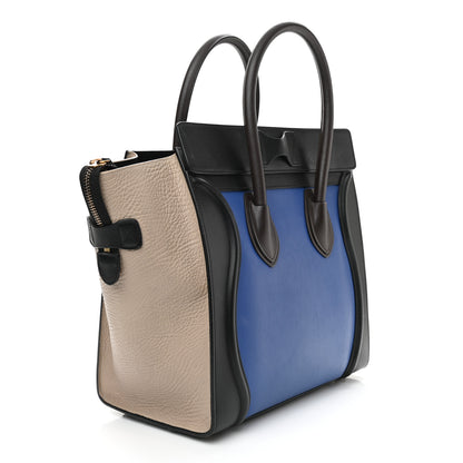 Celine Elephant Calfskin Mini Tri-Color Luggage Indigo 3 of 13