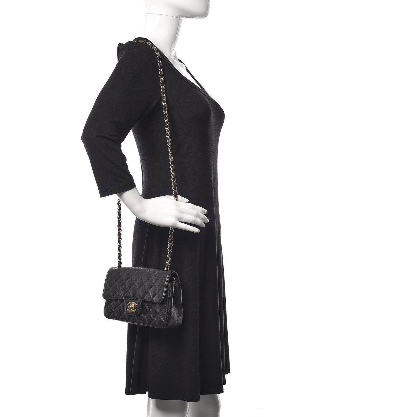 Caviar Quilted Mini Rectangular Flap Black