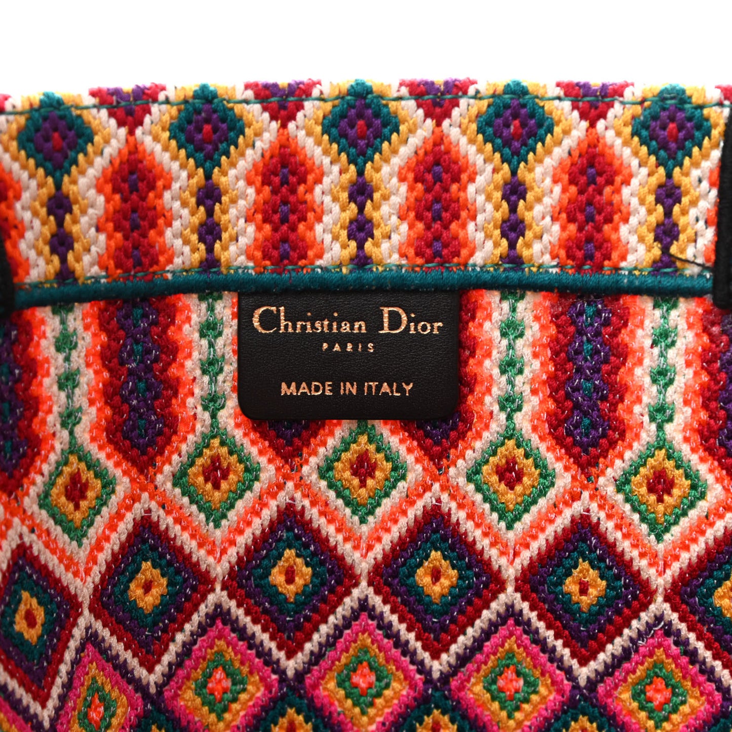 Canvas Embroidered Large Book Tote Orange Multicolor