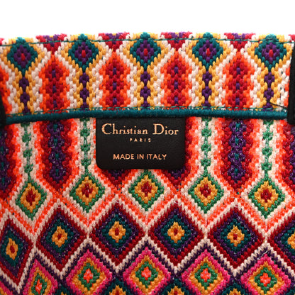 Christian Dior Canvas Embroidered Large Book Tote Orange Multicolor 6 of 9