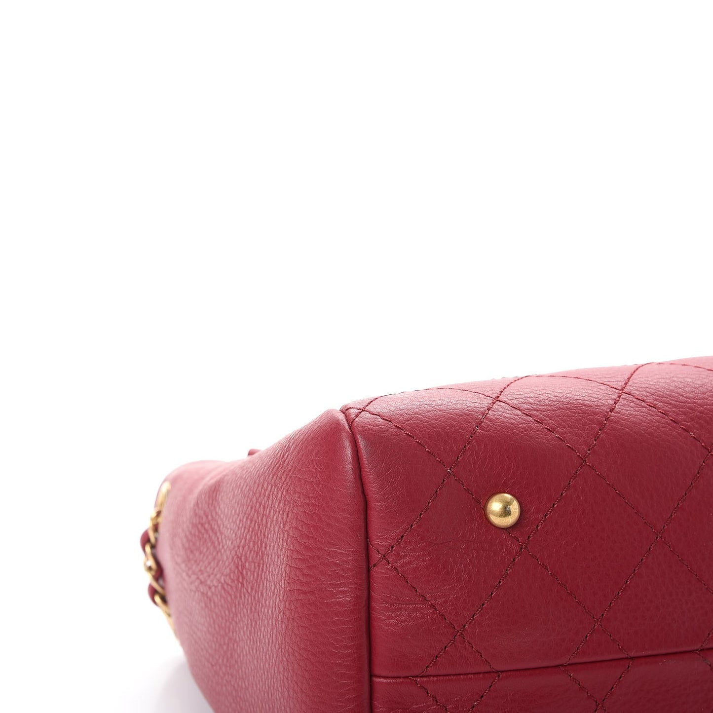 Grained Calfskin Stitched Supple Rock Shopping Tote Burgundy