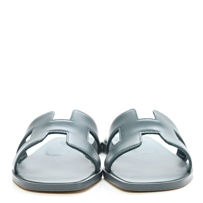Hermes Box Calfskin Oran Sandals 36 Bleu Pinede 2 of 9