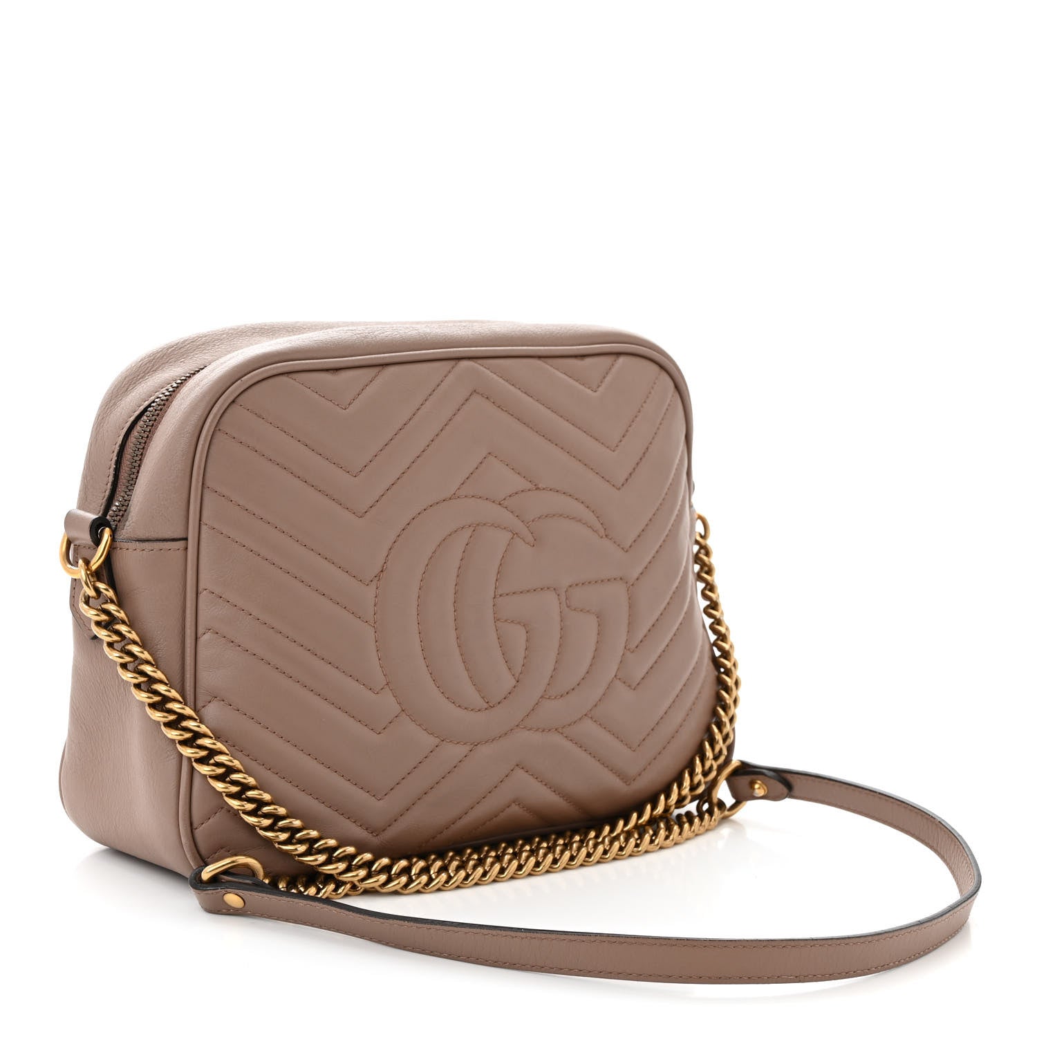 Gucci Calfskin Matelasse Medium GG Marmont Chain Shoulder Bag Porcelain Rose 3 of 16