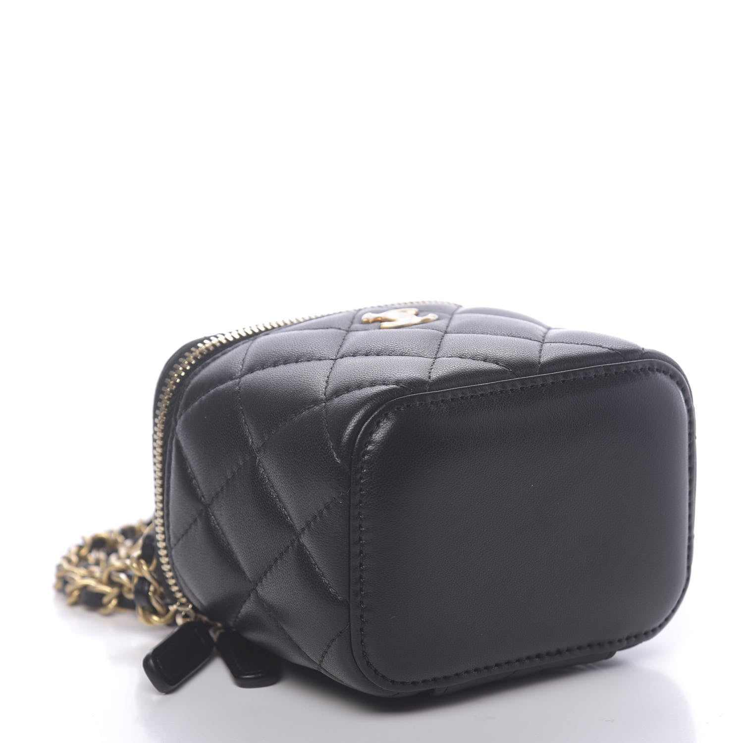 Chanel Lambskin Quilted Mini Pearl Crush Vanity Case With Chain Black 4 of 11