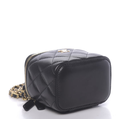 Chanel Lambskin Quilted Mini Pearl Crush Vanity Case With Chain Black 4 of 11