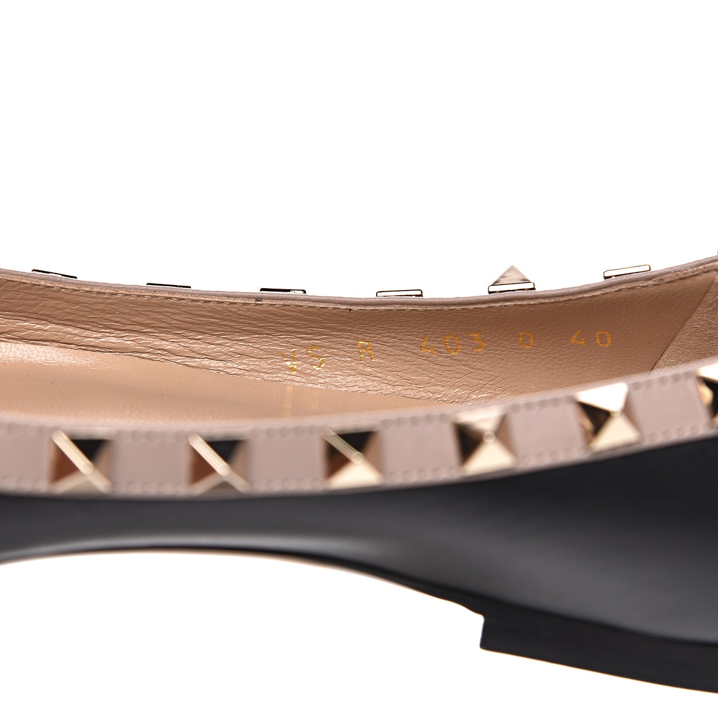 Calfskin Nappa Rockstud Ballerina Flats 40 Black Poudre