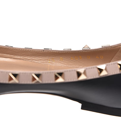 Valentino Garavani Calfskin Nappa Rockstud Ballerina Flats 40 Black Poudre 8 of 9