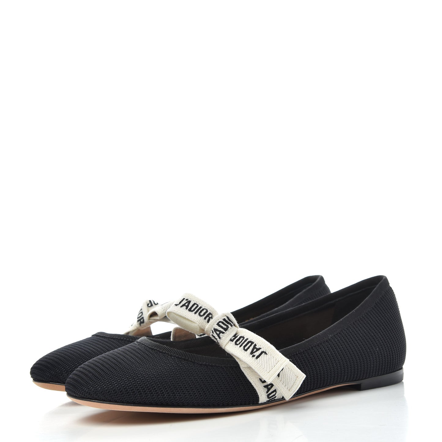 Fabric Ribbon Embroidered J'Adior Ballet Flats 37.5 Black