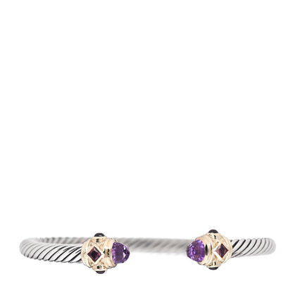 David Yurman Sterling Silver 14K Yellow Gold Amethyst Tourmaline Rhodolite 5mm Cable Renaissance Bracelet 1 of 4
