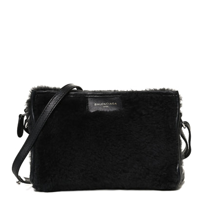 Balenciaga Shearling Bazar Pochette Crossbody Black 1 of 12