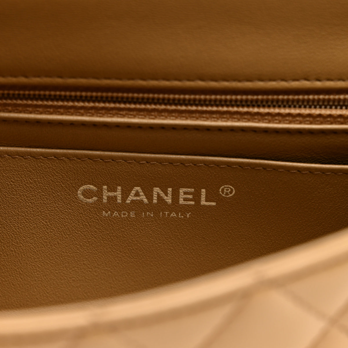 Lambskin Quilted Mini Rectangular Flap Beige