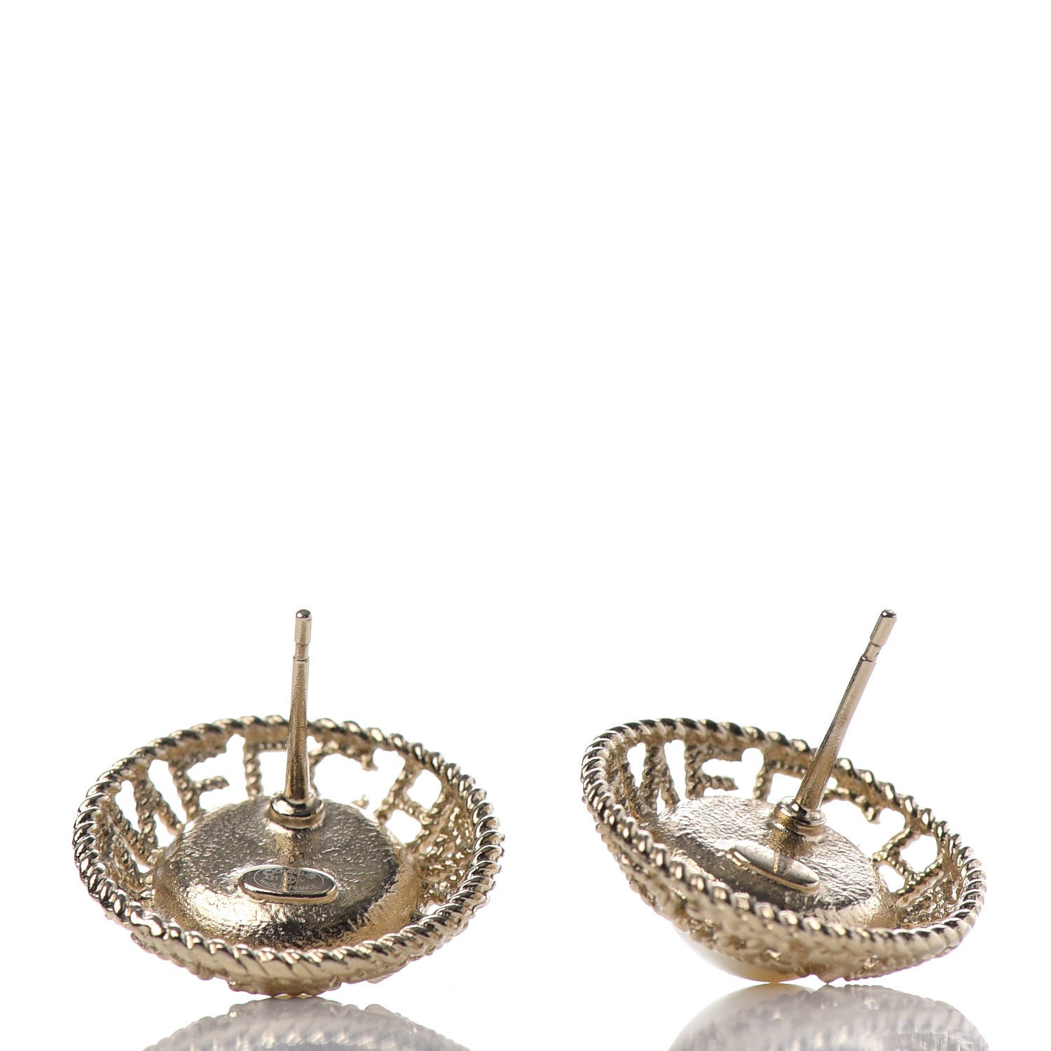 Chanel Pearl CC Round Rope Logo Earrings Gold 3 of 4