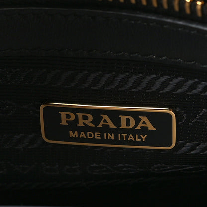 Prada Saffiano Lux Logo Embossed Medium Shoulder Tote Handbag Black 6 of 8