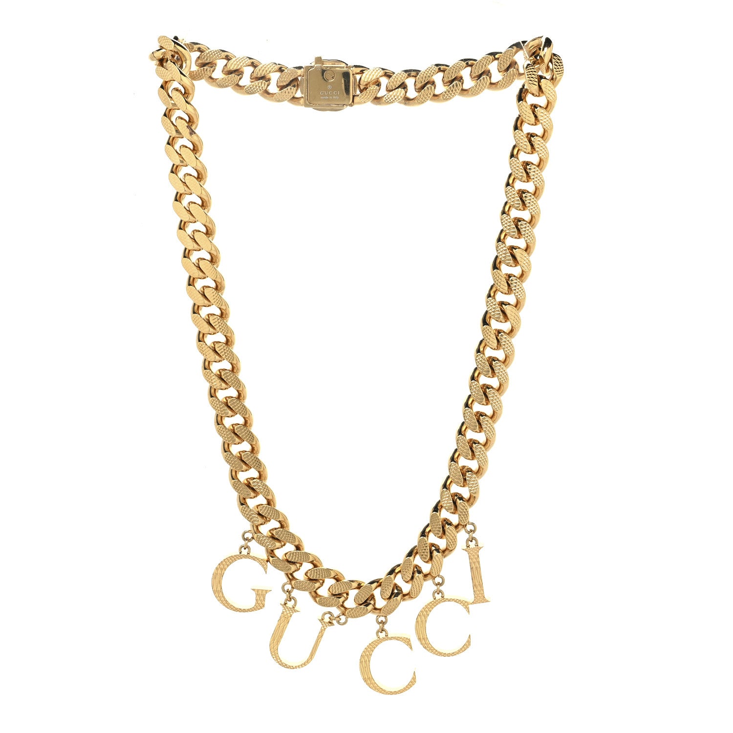 Gucci Metal Script Logo Interlocking Chain Necklace Gold 3 of 4