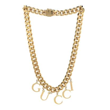 Gucci Metal Script Logo Interlocking Chain Necklace Gold 3 of 4