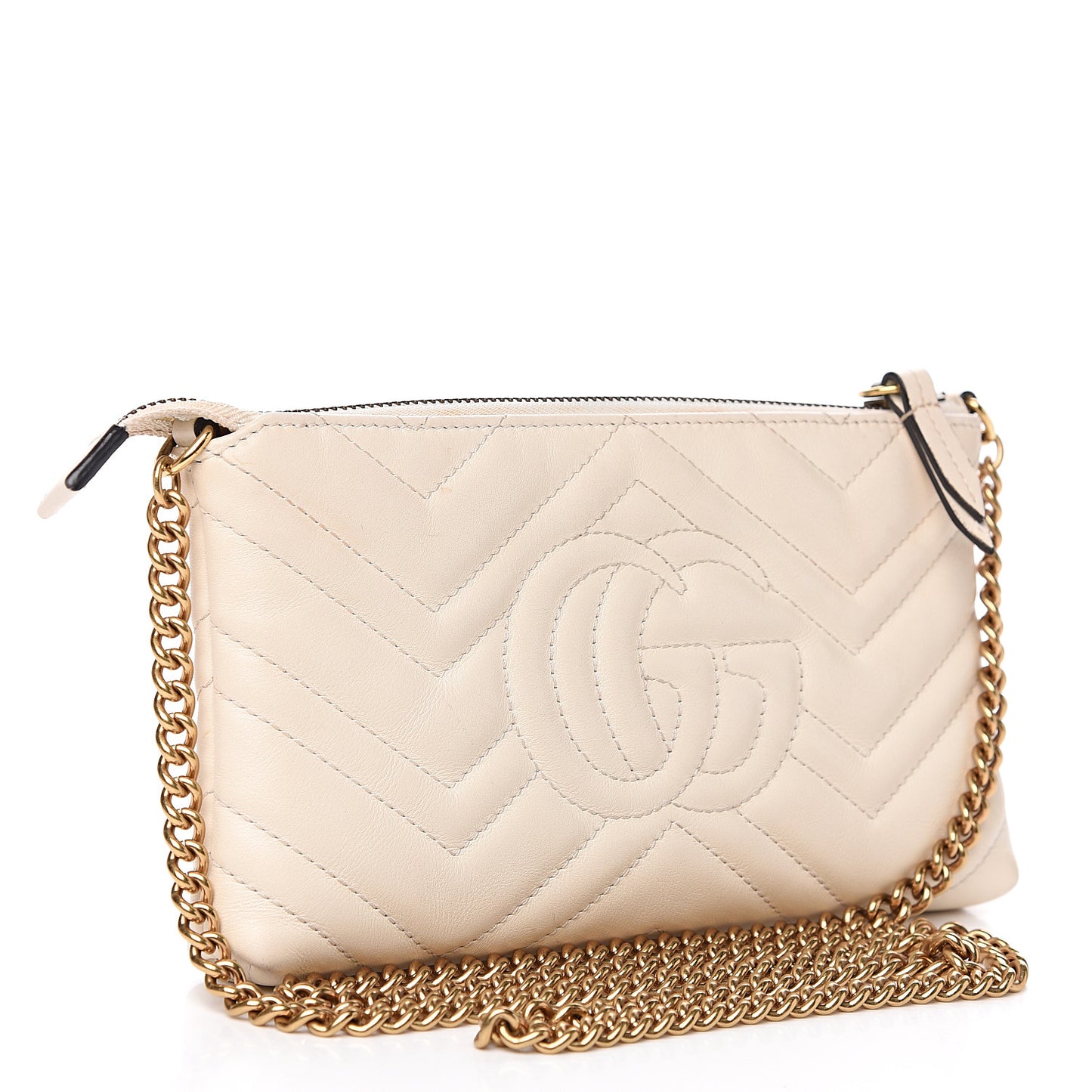 Calfskin Matelasse Mini GG Marmont Chain Bag White