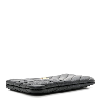 Chanel Caviar Chevron Quilted Small Cosmetic Case Black 3 of 8