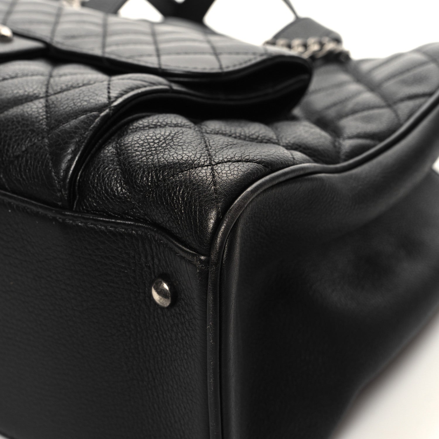 Chanel Metallic Grained Calfskin Quilted Large Casual Pocket Tote Black 12 of 16