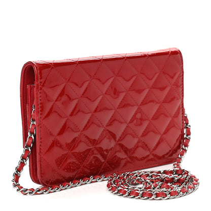 Chanel Patent Quilted Brilliant Wallet On Chain WOC Red 3 of 12
