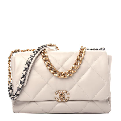 Chanel Lambskin Quilted Maxi Chanel 19 Flap Ivory 1 of 12