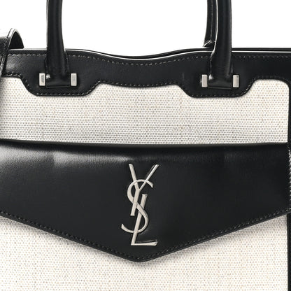 Saint Laurent Canvas Calfskin Small Uptown Tote Black 8 of 10