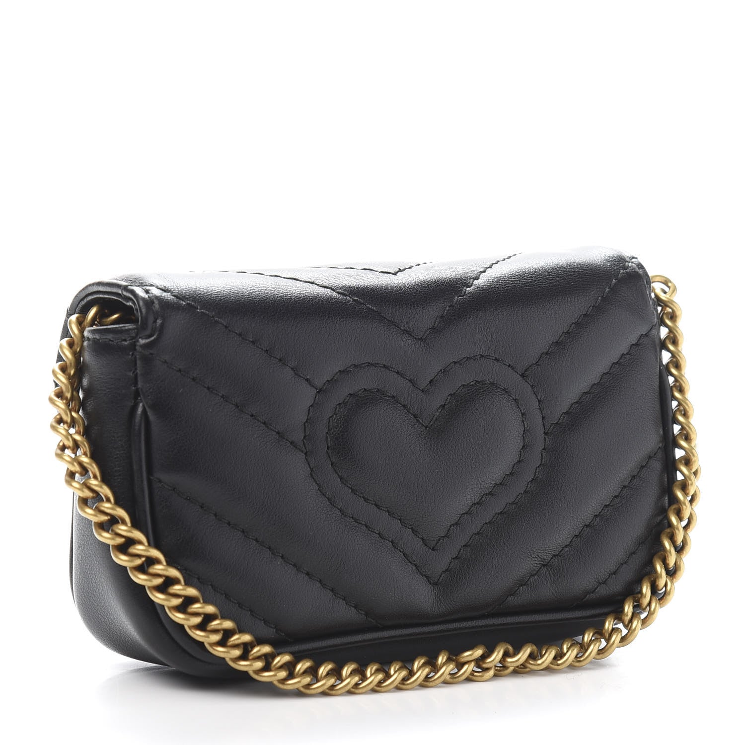 Gucci Calfskin Matelasse GG Marmont 2.0 Coin Purse On A Chain Black 3 of 11