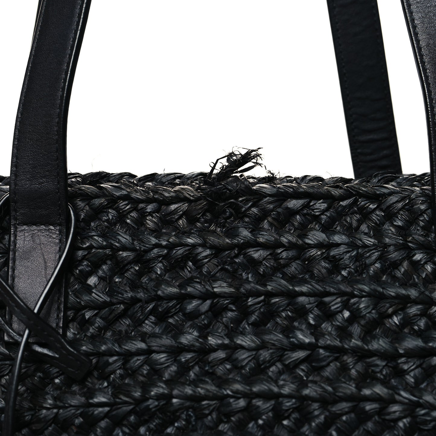 Raffia Medium Panier Bag Black
